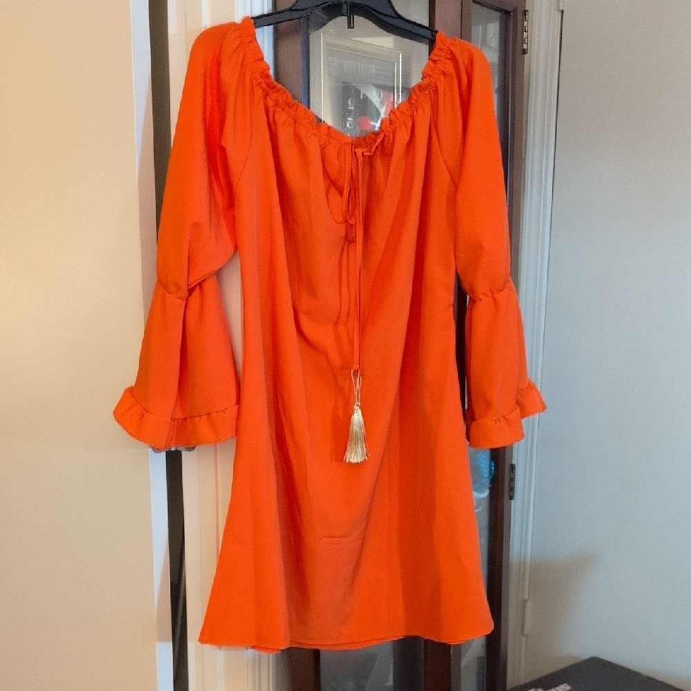 Women's Orange Off-Shoulder Top NWOT